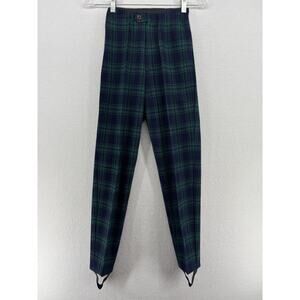 PHILIPPE ADEC Pants 38 EUR Plaid Sweater Stirrup Trouser Wool Blend Blue VTG